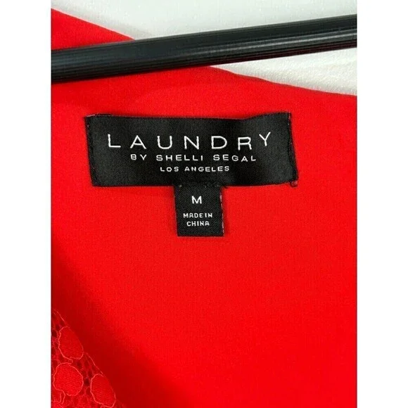Laundry by Shelli Segal Womens Size M Red Lace Shift Dress Cocktail Evening E4 - Picture 10 of 11
